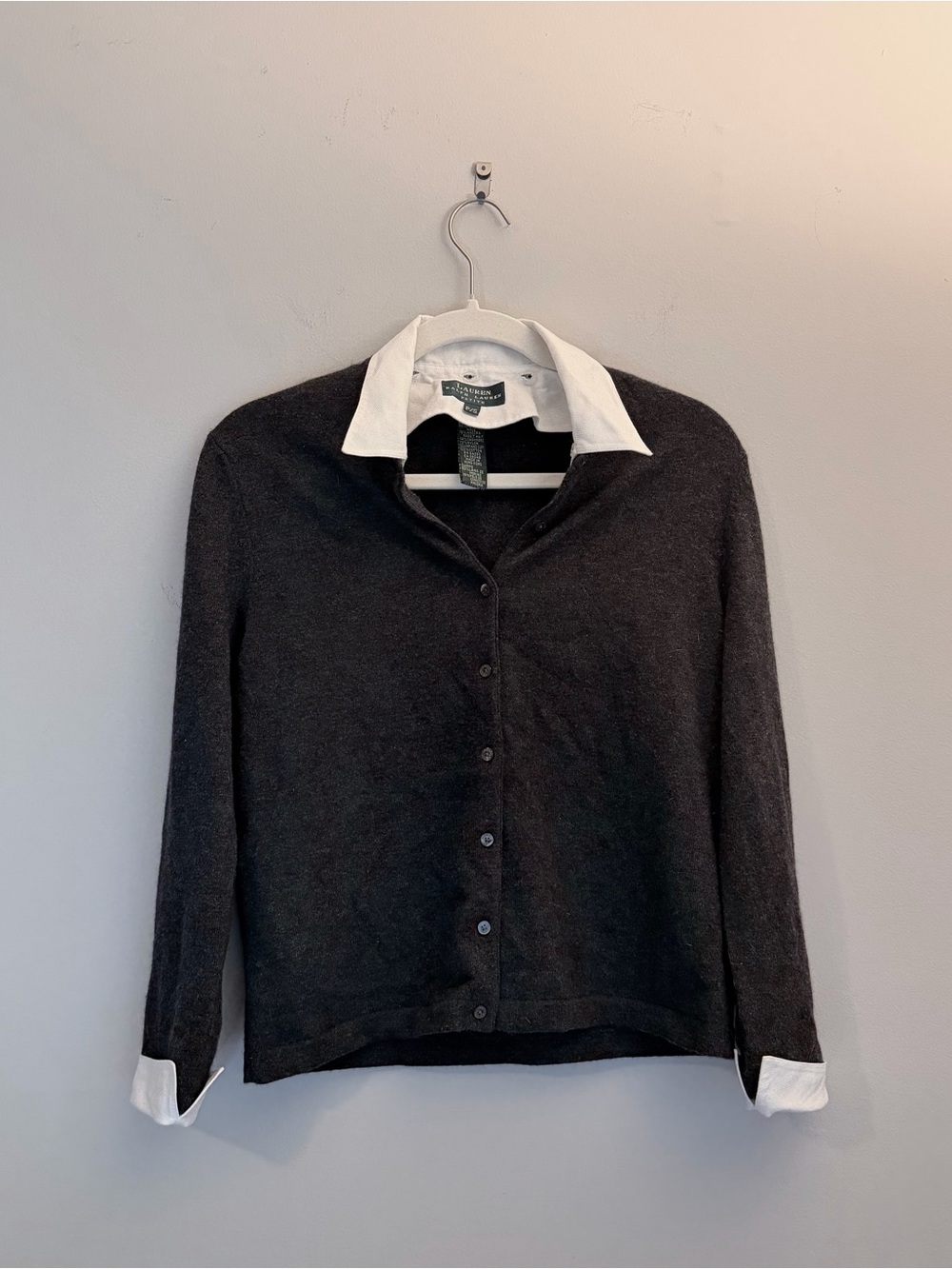 Vintage Lauren Ralph Lauren Button-Front Sweater with removable White Collar